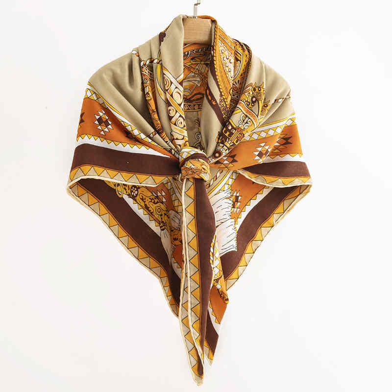 Silk scarf luxury noble temperament koi silk wool retro style thin spring and autumn  imitation silk scarf square