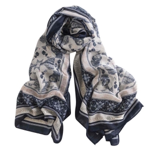 Cotton linen scarves ladies fashion shawl printed sunscreen beach towel retro imitation silk scarves