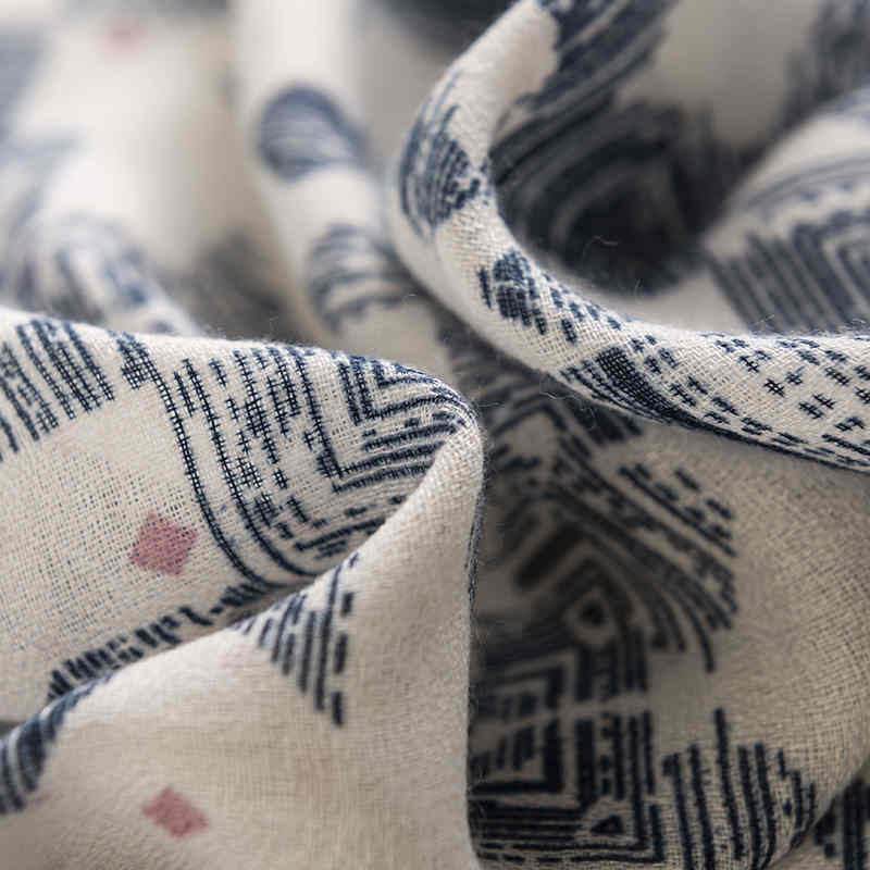 Cotton linen scarves ladies fashion shawl printed sunscreen beach towel retro imitation silk scarves