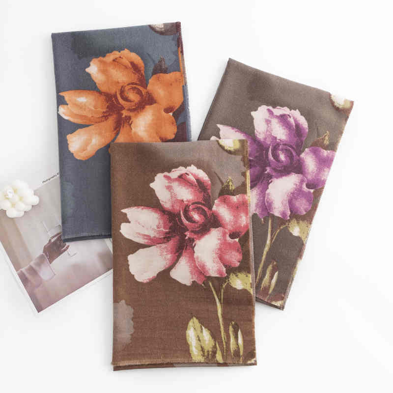 New scarf autumn  winter hibiscus printed short stream imitation cashmere shawl ladies warm scarf