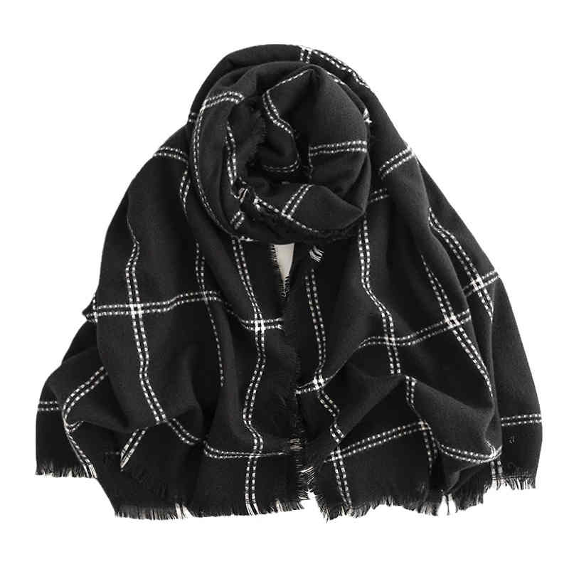 line check scarf fashion commuter men  women short shawl neck scarf