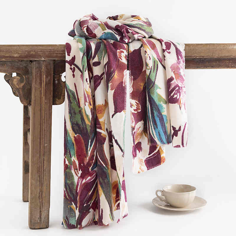 Winter new printed scarves imitation cashmere scarf warm neck cold fresh sweet shawl