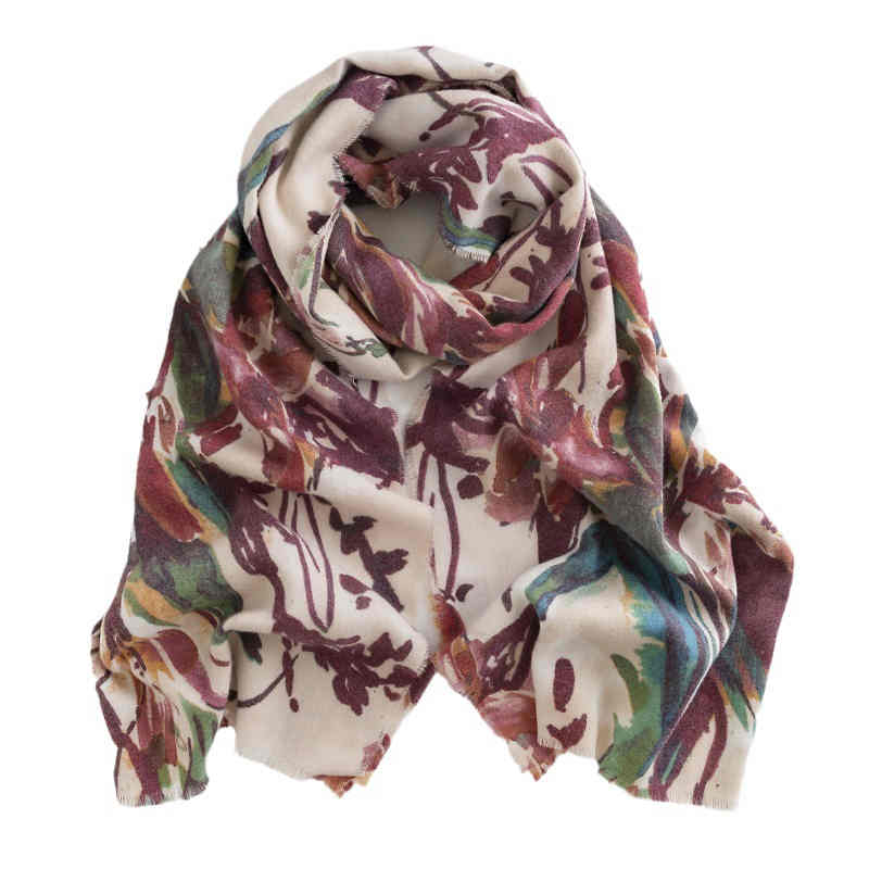 Winter new printed scarves imitation cashmere scarf warm neck cold fresh sweet shawl