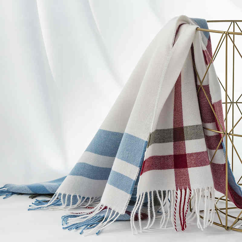 Winter new style plaid scarf printed fringed imitation cashmere scarf fashionable sweet shawl in the long thick warm scarf