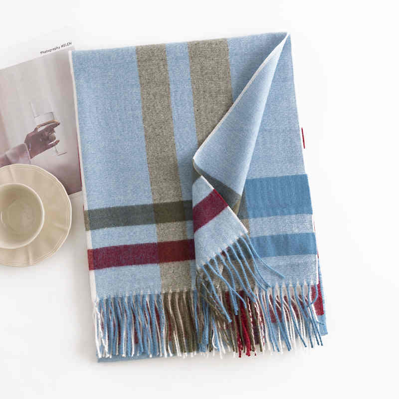 Winter new style plaid scarf printed fringed imitation cashmere scarf fashionable sweet shawl in the long thick warm scarf