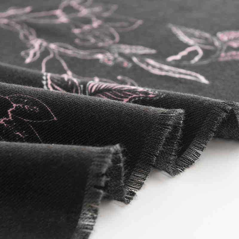 Winter shawl European n black imitation cashmere scarf retro-printed fringed flower shawl woven scarf