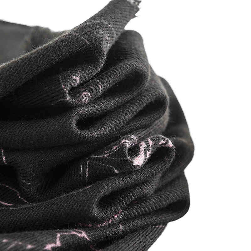 Winter shawl European n black imitation cashmere scarf retro-printed fringed flower shawl woven scarf