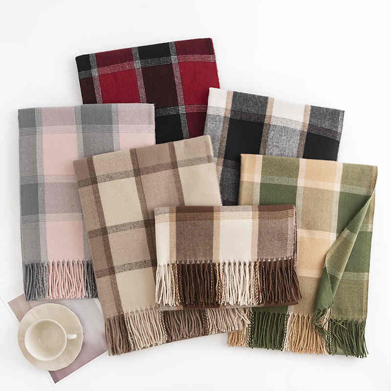Plaid scarves fresh  sweet imitation cashmere scarves