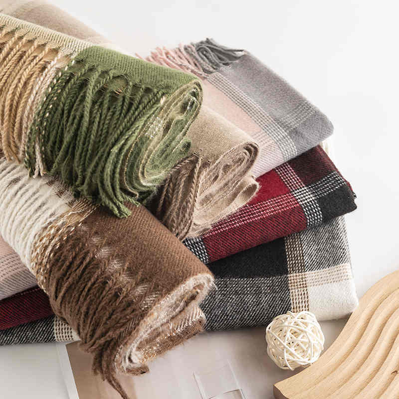 Plaid scarves fresh  sweet imitation cashmere scarves