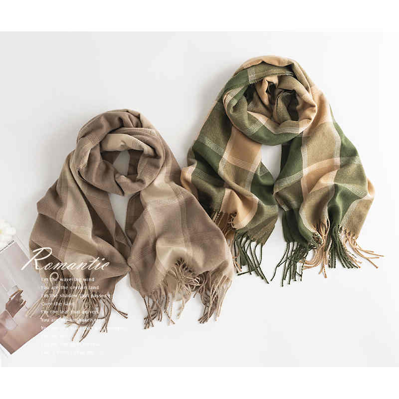 Plaid scarves fresh  sweet imitation cashmere scarves