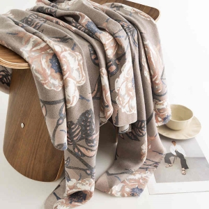 Retro national wind sweet printed scarf big flowers twill warm shawl fresh scarf
