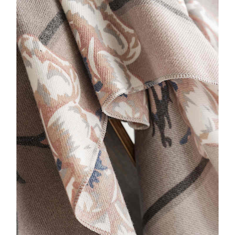 Retro national wind sweet printed scarf big flowers twill warm shawl fresh scarf