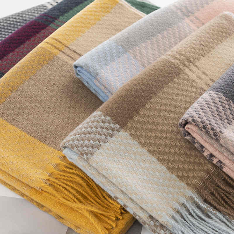 Fashionable checkered square scarf woman simple  generous imitation cashmere scarf warm shawl cold scarf