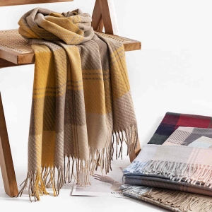 Fashionable checkered square scarf woman simple  generous imitation cashmere scarf warm shawl cold scarf