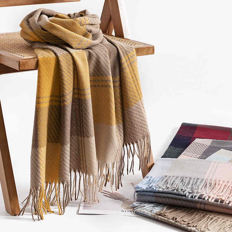 Fashionable checkered square scarf woman simple  generous imitation cashmere scarf warm shawl cold scarf