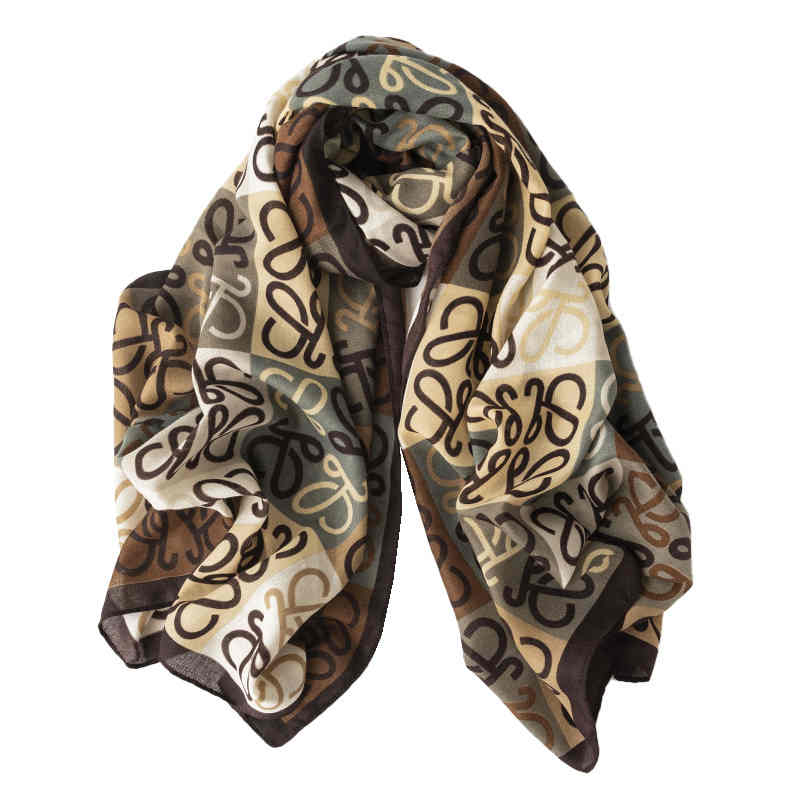 New art retro imitation silk scarf exotic scarf women fashion temperament sunscreen shawl