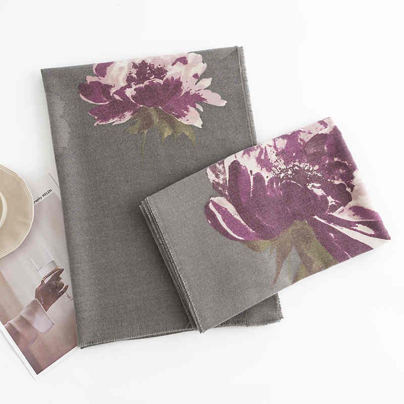 New 2023 retro folk style scarf winter imitation cashmere scarf warm flower shawl anti cold neck scarf