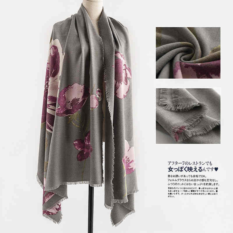 New 2023 retro folk style scarf winter imitation cashmere scarf warm flower shawl anti cold neck scarf