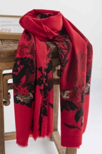 Red scarf ladies autumn winter new Benmingnian imitation cashmere scarf elegant celebrity warm scarf shawl