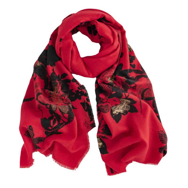 Red scarf ladies autumn winter new Benmingnian imitation cashmere scarf elegant celebrity warm scarf shawl