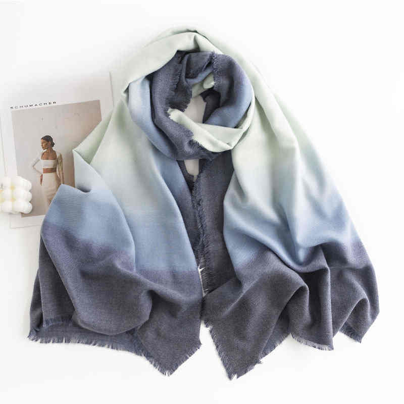 Fashion gradually change autumn  winter printed scarf female atmosphere  shawl personality trend warm neck scarf