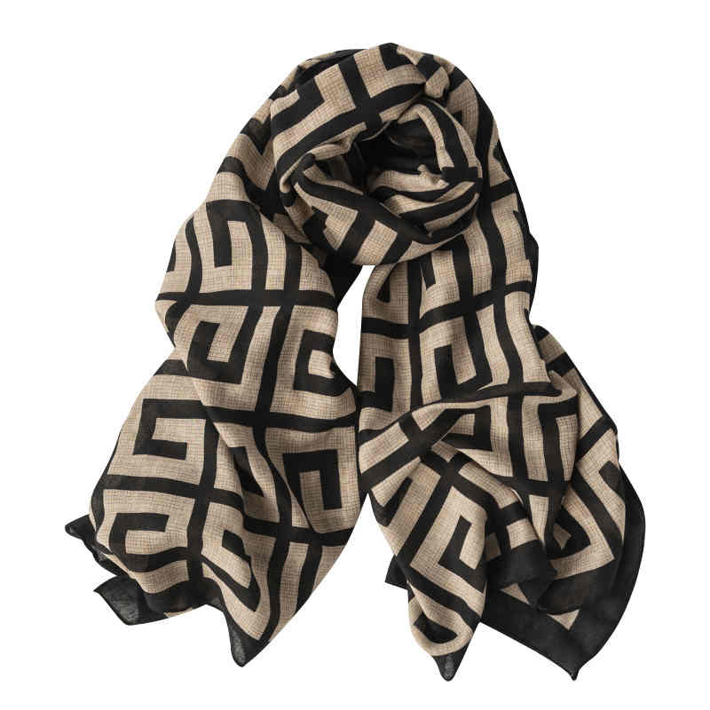 European  n art retro imitation silk scarves 2023 elegant celebrity ethnic scarves feminine chic shawl