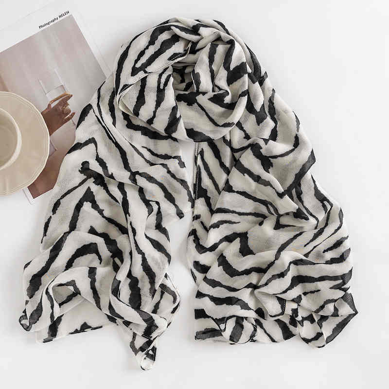 Summer new long thin scarf scarf fashion shawl zebra pattern scarf sunscreen long beach scarf scarf women