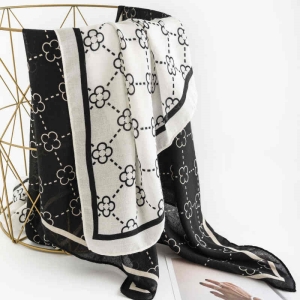 Simple plain print scarf female fashion commuter lengthen neck scarf luxury flower warm winter shawl