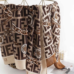 Fashionable commuter letter F printed scarf female superior feeling lengthened plain cold shawl light luxury wind warm scarf