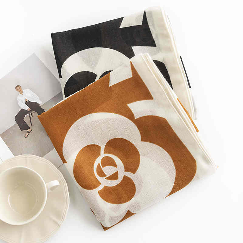 Camellia plain scarf fashion commuter printed neck scarf advanced feeling lengthening warm  cold shawl