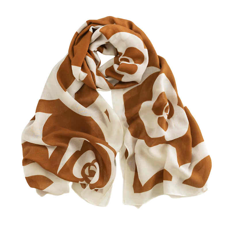 Camellia plain scarf fashion commuter printed neck scarf advanced feeling lengthening warm  cold shawl