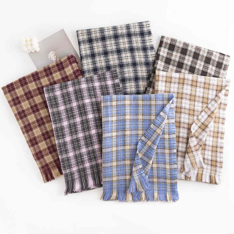 Checkerboard checkered scarf female fashion commuter imitation cashmere scarf simple business scarf warm winter shawl