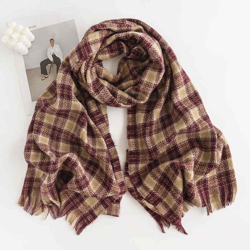 Checkerboard checkered scarf female fashion commuter imitation cashmere scarf simple business scarf warm winter shawl