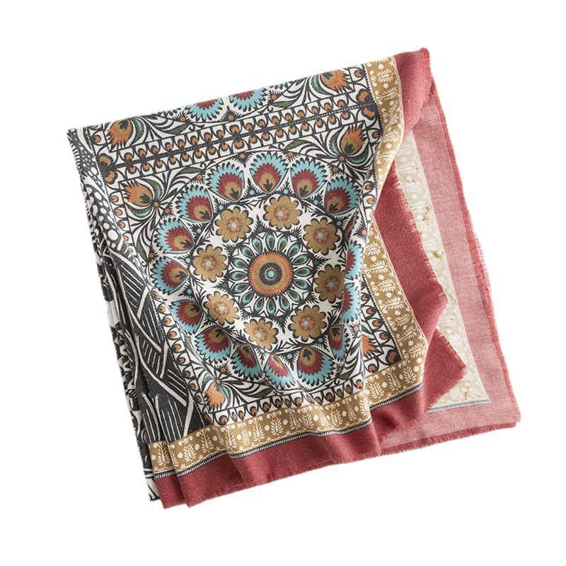Retro national style printing twill imitation cashmere scarf auspicious pattern fashionable commuter shawl warm scarf