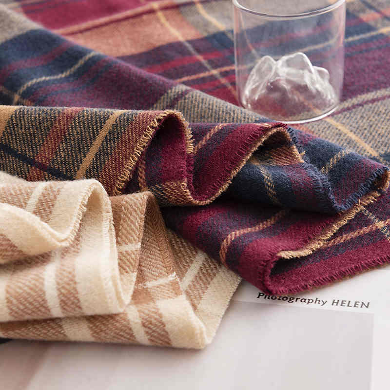 Winter plaid scarf woman 2023 fresh sweet imitation cashmere scarf warm anti cold neck Korean version the shawl