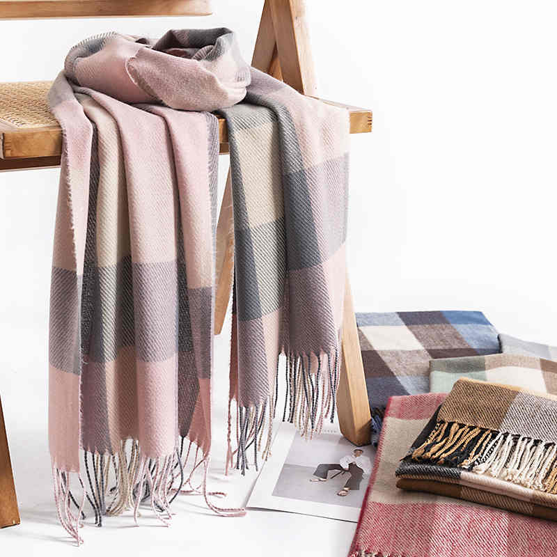 Giorgio Morandi Plaid Scarf 2023 falls new faux cashmere scarf  fresh sweet shawl warm neck