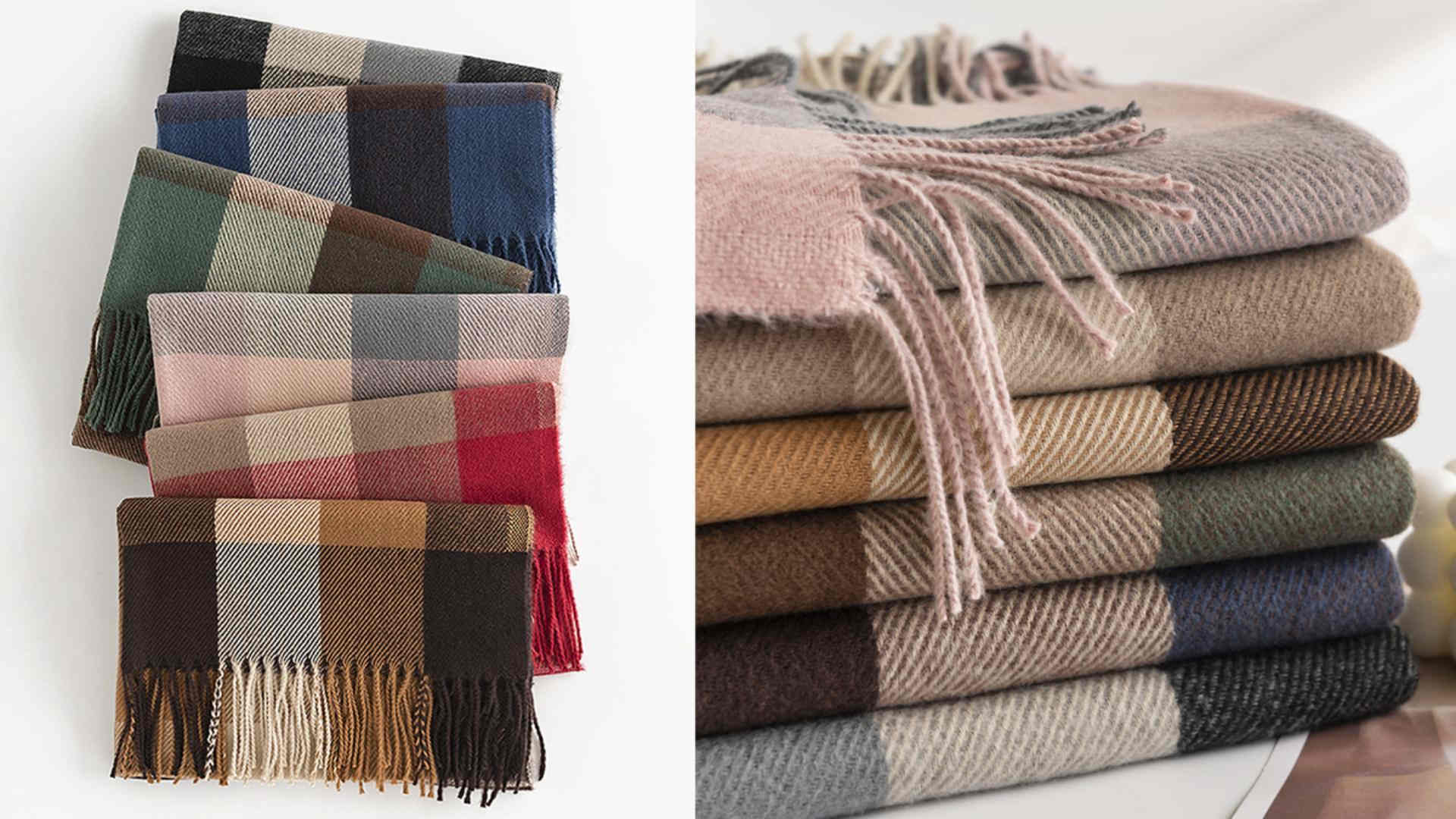 Giorgio Morandi Plaid Scarf 2023 falls new faux cashmere scarf  fresh sweet shawl warm neck