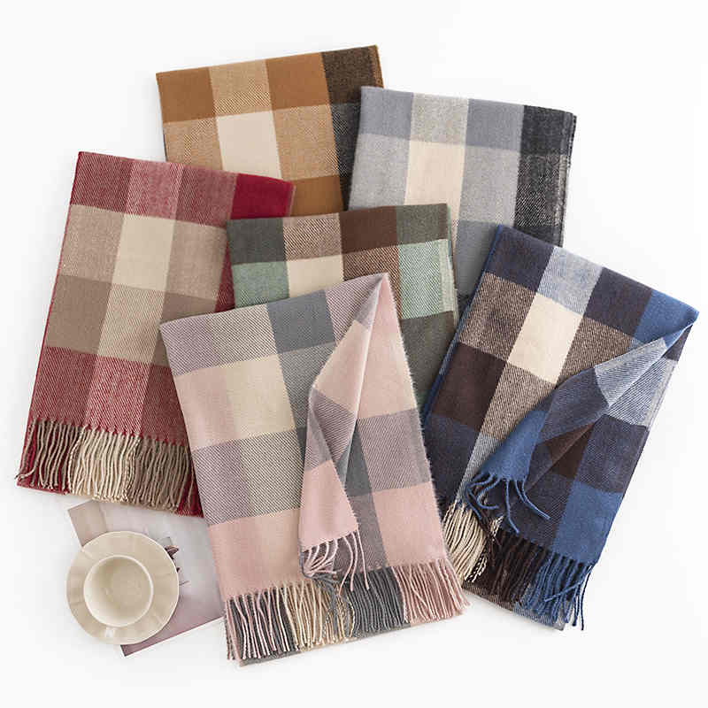 Giorgio Morandi Plaid Scarf 2023 falls new faux cashmere scarf  fresh sweet shawl warm neck