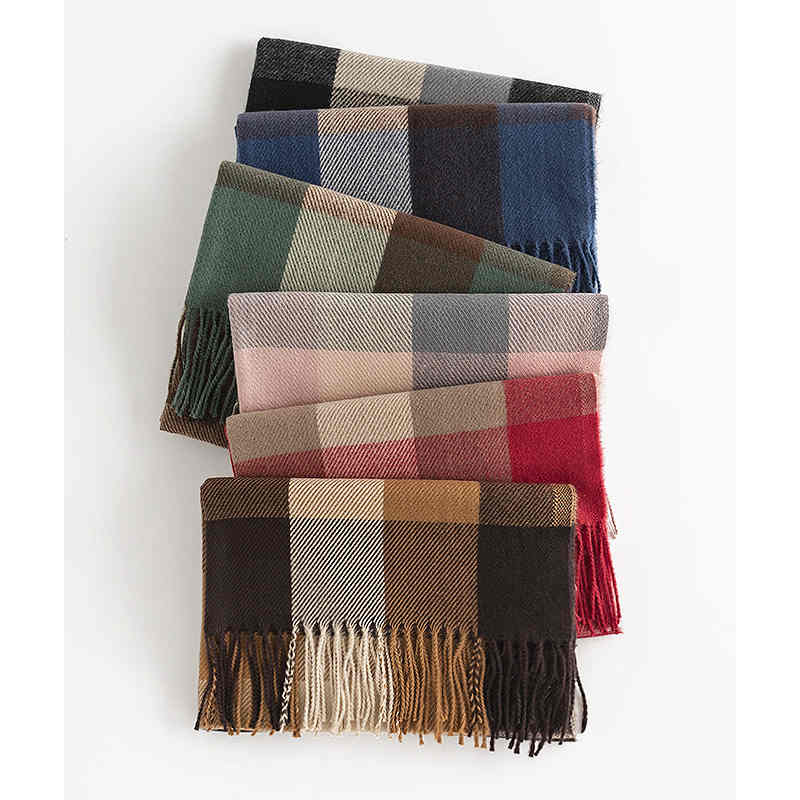 Giorgio Morandi Plaid Scarf 2023 falls new faux cashmere scarf  fresh sweet shawl warm neck
