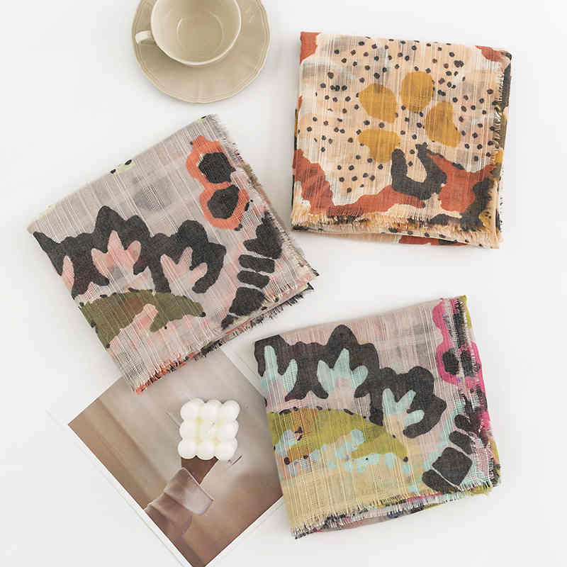 Spring print thin design a delicate woven pattern scarf shawl shawl shawl irregular pattern  short beard