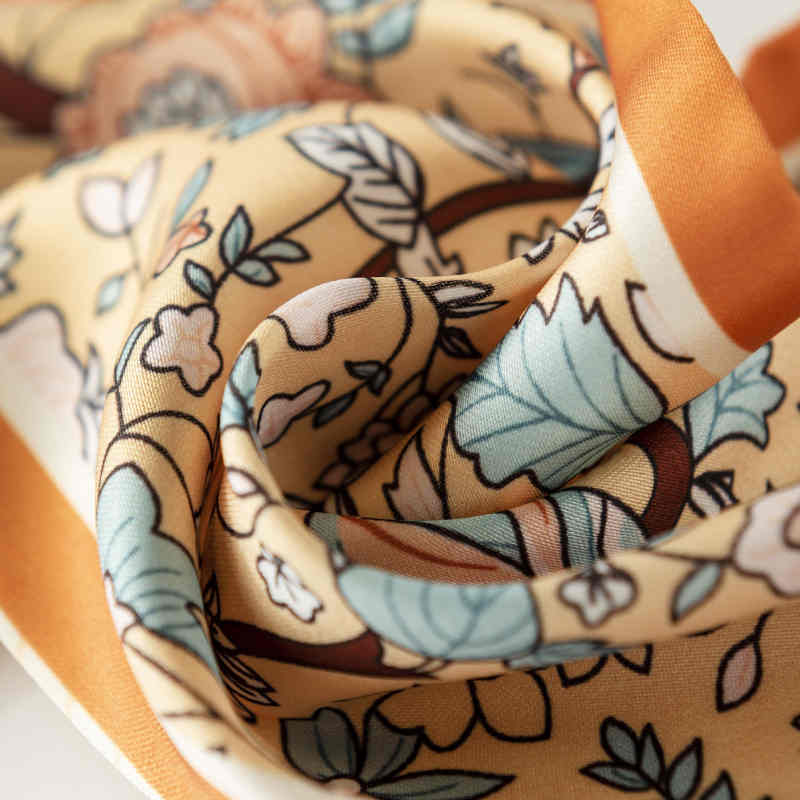 vintage printed long silk scarf wholesale thin spring summer elegant floral ribbon professional scarf