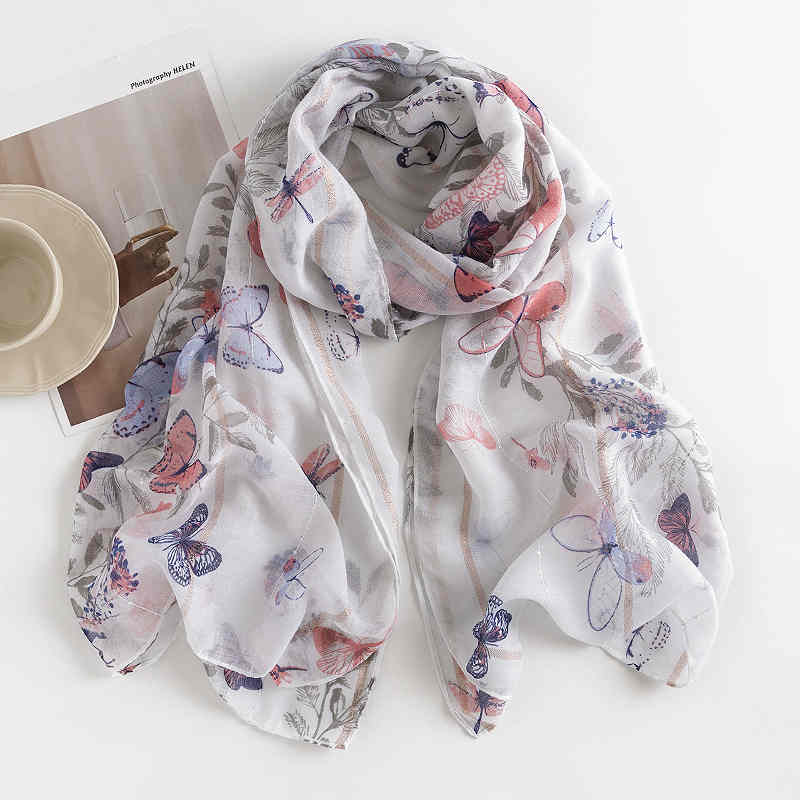 Spring autumn new fresh sweet butterfly sequined scarf thin beach towel