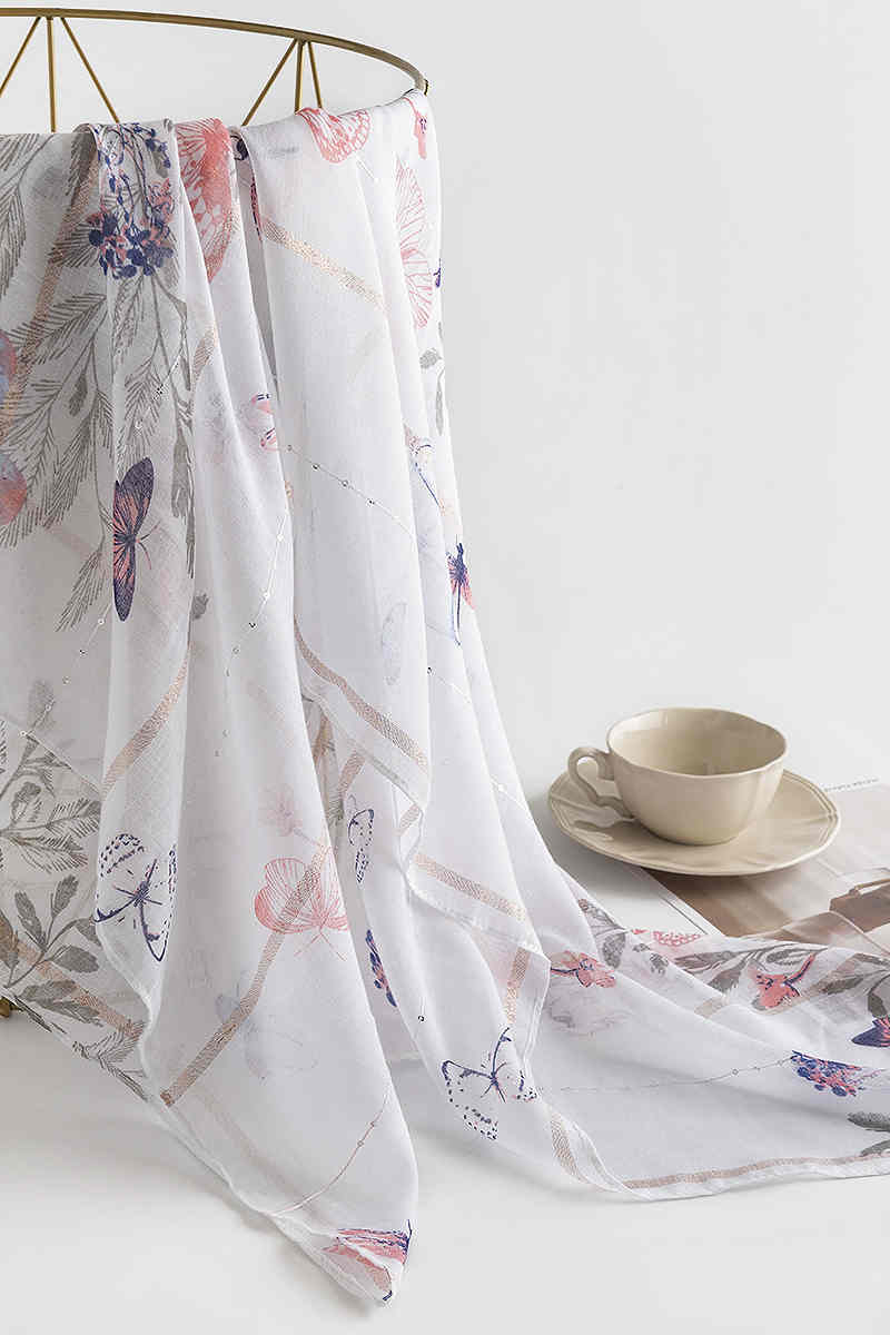 Spring autumn new fresh sweet butterfly sequined scarf thin beach towel