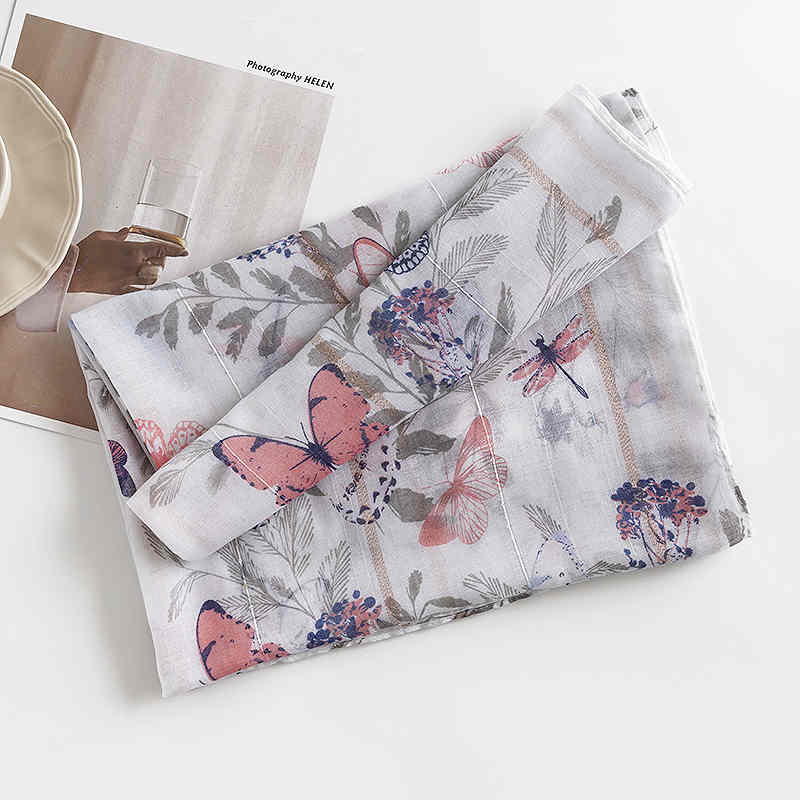 Spring autumn new fresh sweet butterfly sequined scarf thin beach towel