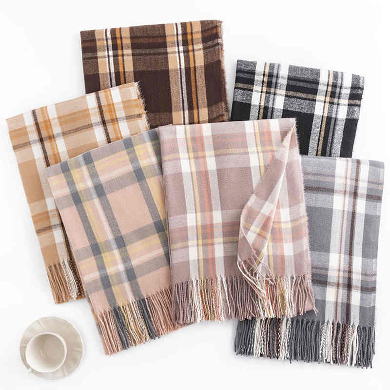 European n street plaid imitation cashmere scarf wholesale fashion commuter scarf women warm neck scarf cold shawl