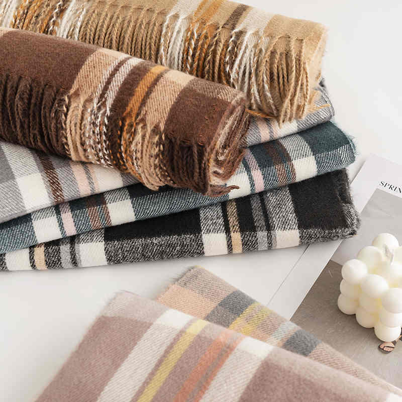 European n street plaid imitation cashmere scarf wholesale fashion commuter scarf women warm neck scarf cold shawl