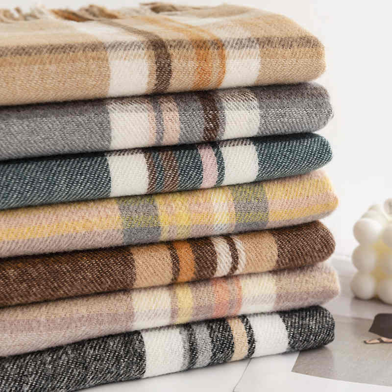 European n street plaid imitation cashmere scarf wholesale fashion commuter scarf women warm neck scarf cold shawl