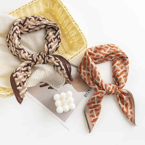 Fashionable commuter letter H printed pocket square scarf luxury style imitation silk scarves wholesale senior professional dress scarf