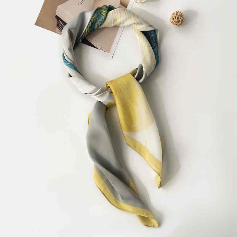 Silk scarves new European n street imitation silk scarves printed fashionable commuter pocket square professional dress ladies scarf