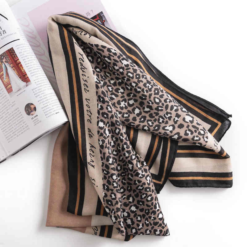 New leopard print silk scarves cotton hemp hand scarf women spring lengthening air conditioned room printed shawl